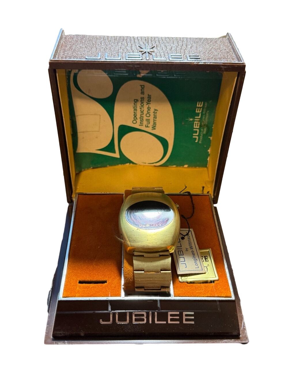 Jubilee by Longines-Wittnauer LED Digital Watch Gold Tone With Box
